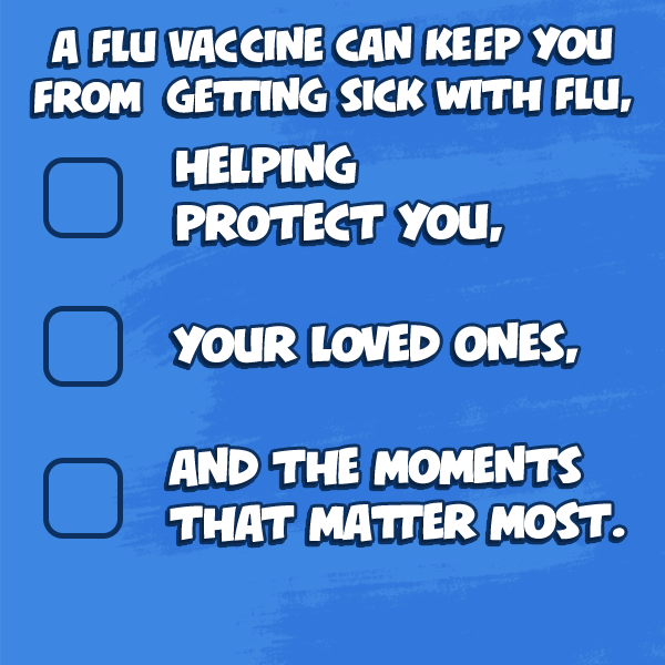 A checklist explaining what a flu vaccine can prevent