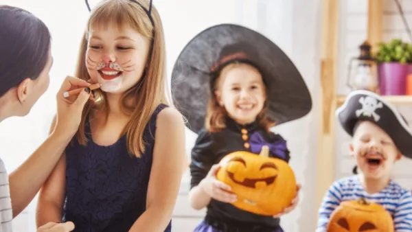 A child getting face paint