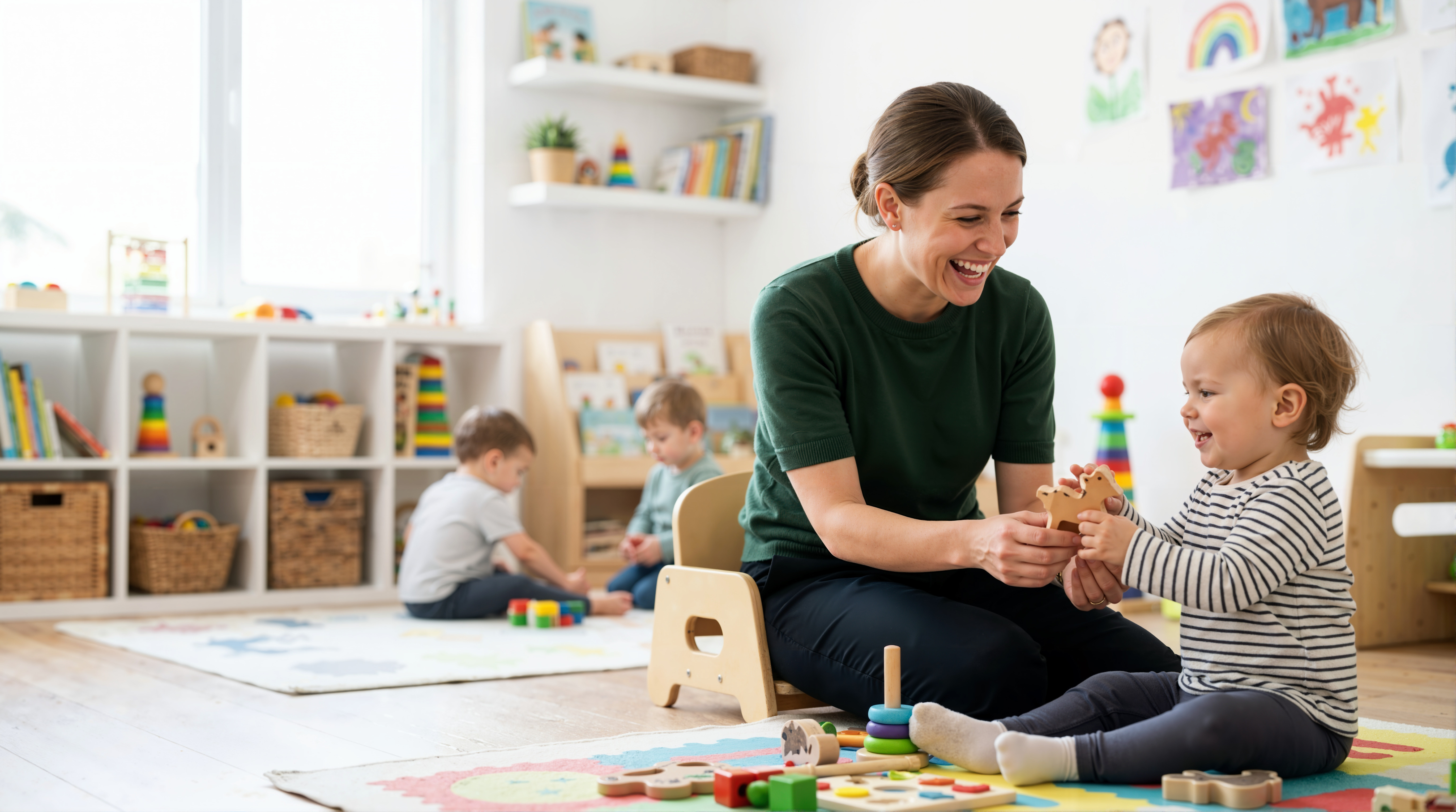family playing with kid at school