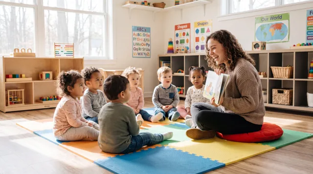 toddler teacher reading