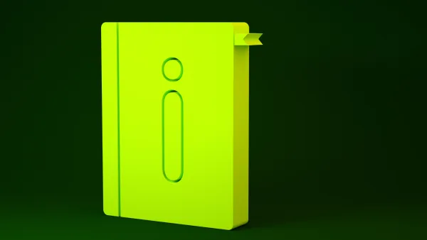 Green book icon with "i" in the middle representing "information"