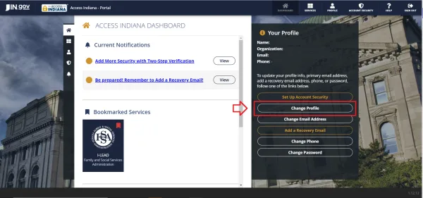 Updating an Access Indiana Account