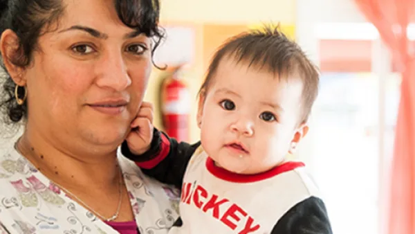 Woman holding baby