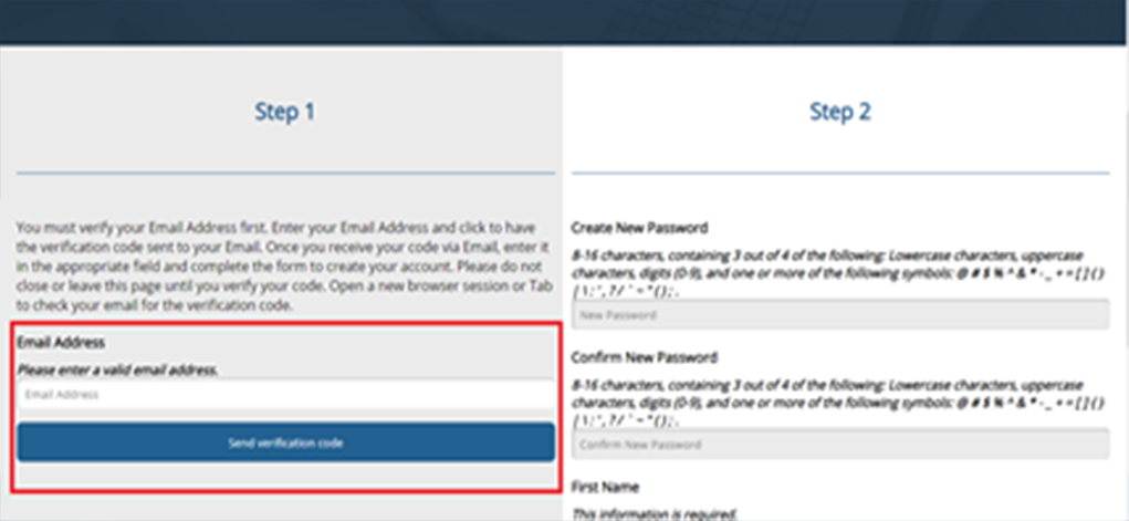 Screenshot of step 1 and 2 instructions